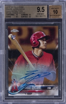2018 Topps Chrome Gold Refractor #RASO Shohei Ohtani Signed Rookie Card (#17/50) - BGS GEM MINT 9.5/BGS 10 - Ohtanis Jersey Number - TRUE GEM+